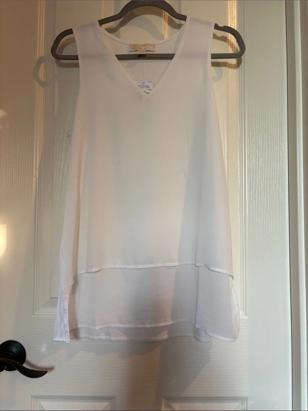 Michael Kors White Layered V-Neck Sleeveless Camisole